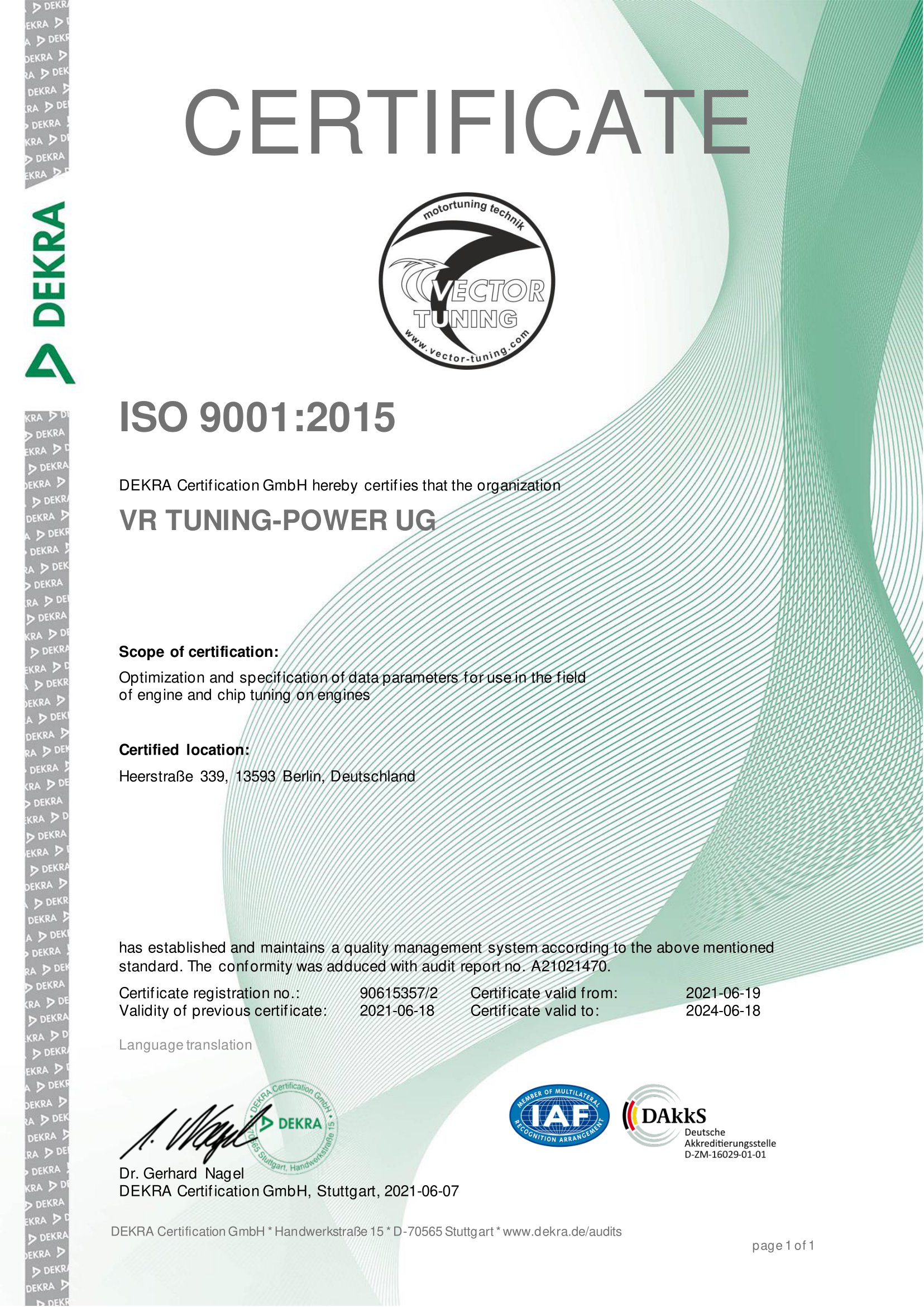 DEKRA Certifikat ISO 9001